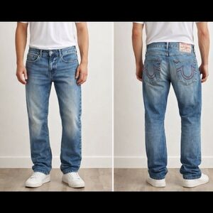 True Religion Men's Rick Straight Jeans SZ 30 Red Stitch Buddha Patch